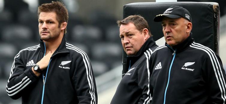 Richie McCaw, Steve Hansen and Gilbert Enoka