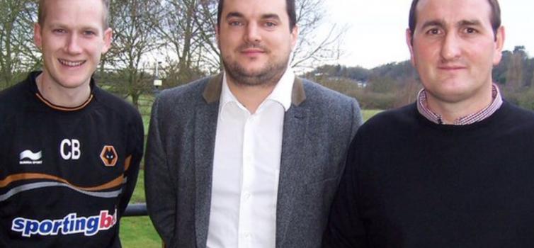 Badlan (left) with Norwich Sporting Director Stuart Webber (centre) 