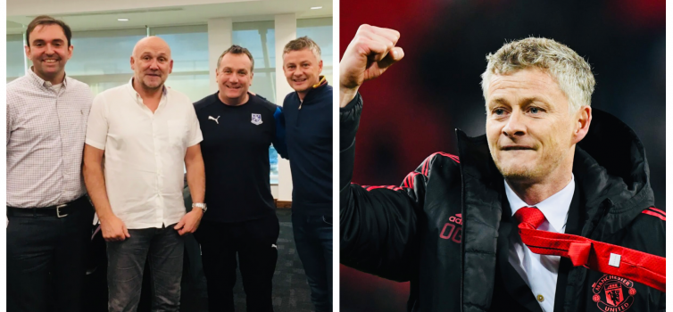 Left to right: Phil Denton, Mick Phelan, Micky Mellon and Ole Gunnar Solskjaer