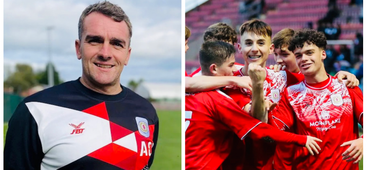 Academy Manager Aidan Callan (left) and Academy graduate Matus Holicek (centre, right)