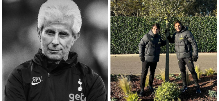 Left: the late Gian Piero Ventrone; right: son Ivan with Spurs boss Antonio Conte