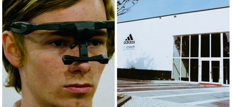 Ajax have studied gaze behaviour (left). Their biomechanics lab is based in a fully-covered football pitch (right).