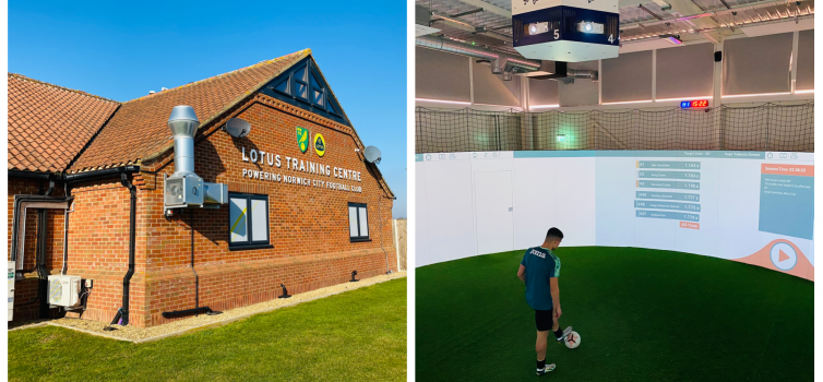 Left: Entrance to the Lotus Training Centre; right: inside the Soccerbot360.