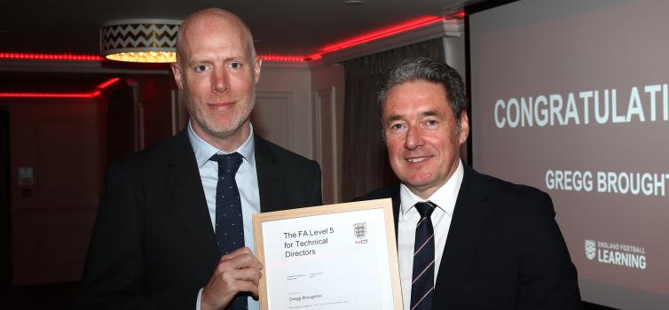 Level 5 graduate Gregg Broughton with FA Technical Director John McDermott