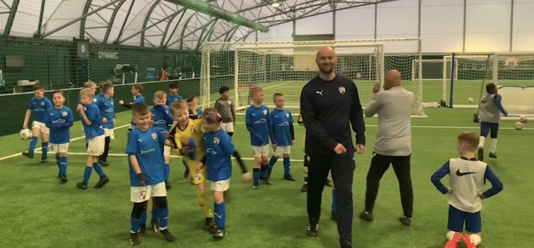 Chesterfield players at Cobham, along with the club's U9s coach Jamie Wajs