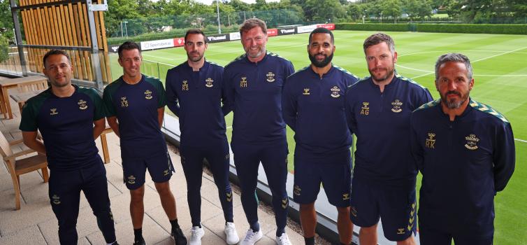 Clapham (far left) was part of a new-look first-team coaching staff for Southampton