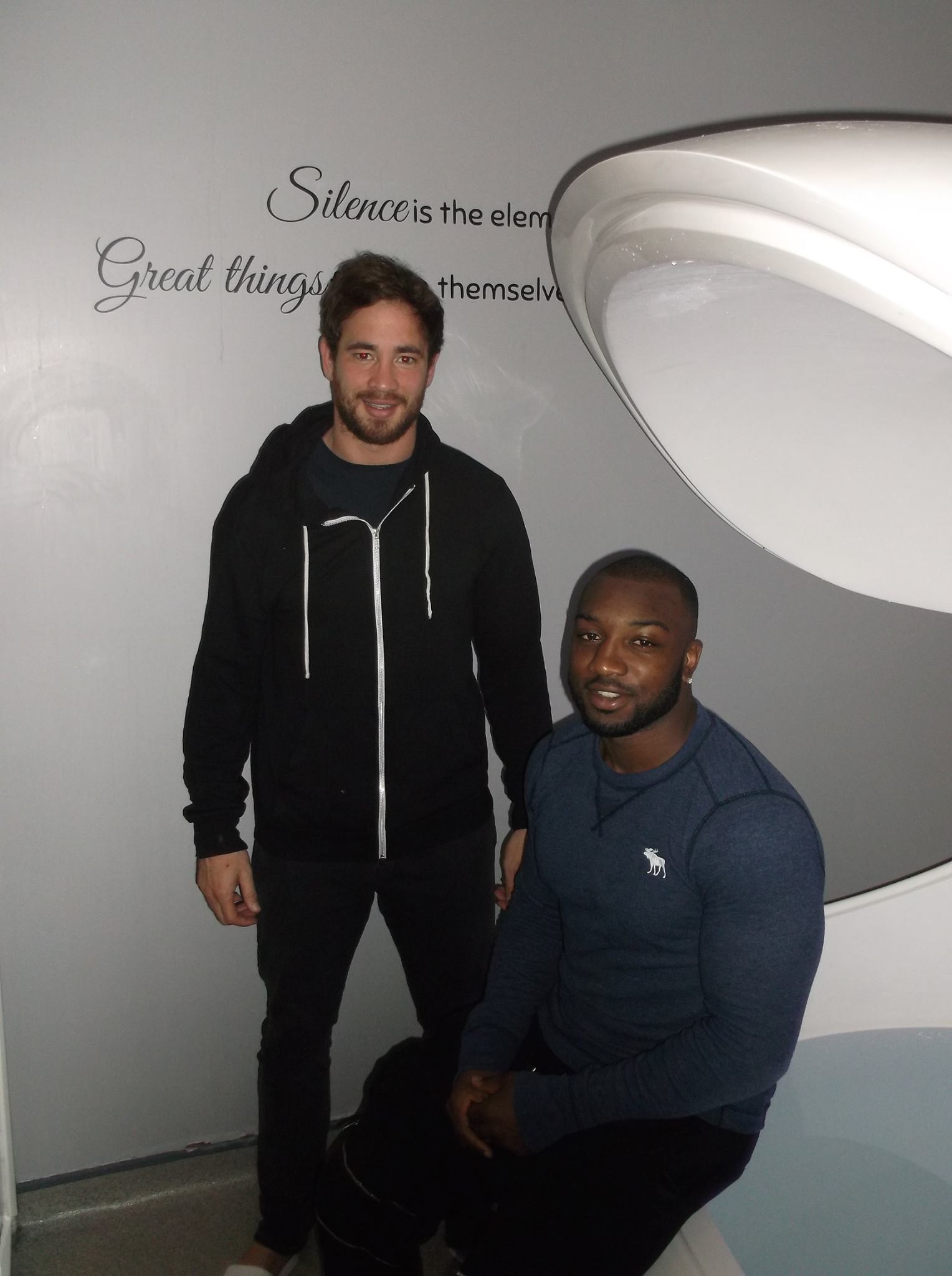 Sale players Danny Cipriani and Neville Edwards visited Float Level