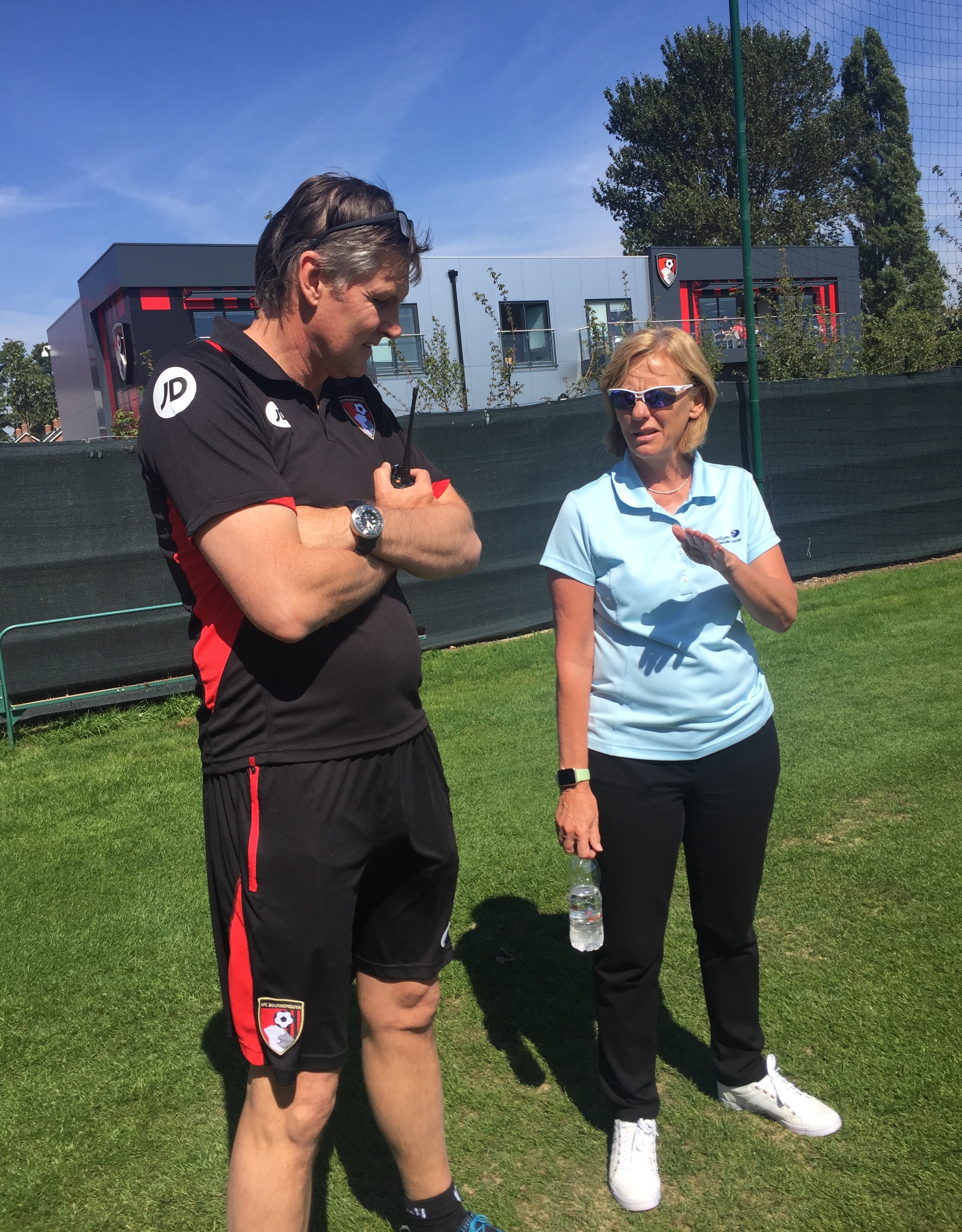 Roberts talks to Calder at Bournemouth's training centre last summer