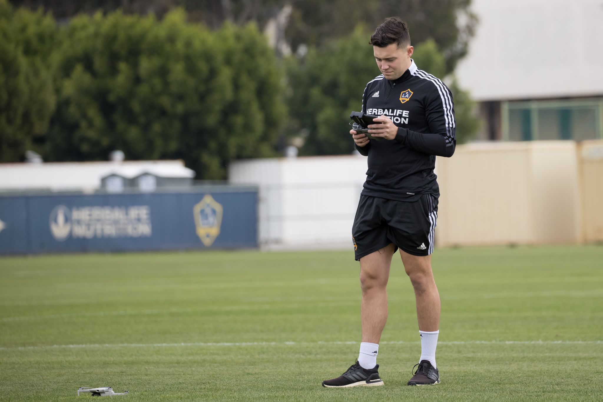 Filming training with a drone enables Green to do live analysis on the pitch 