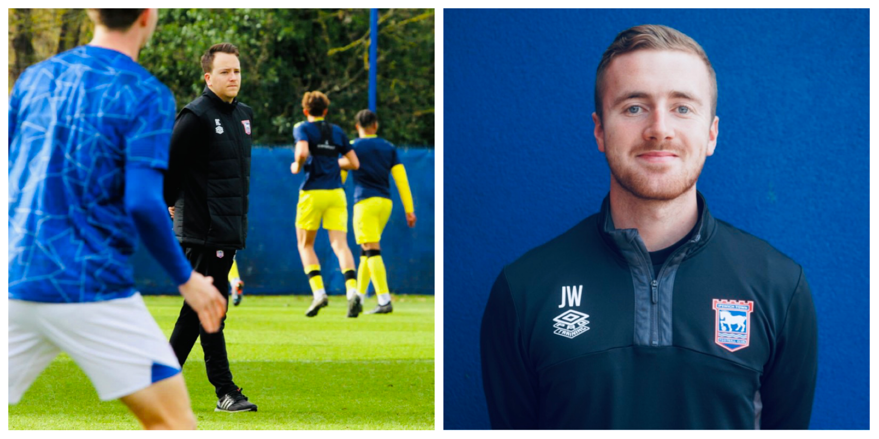 Left: Ipswich Head of Academy Performance Analysis Adam Cuthbert. Right: Lead Academy Performance Analyst Joe Western.