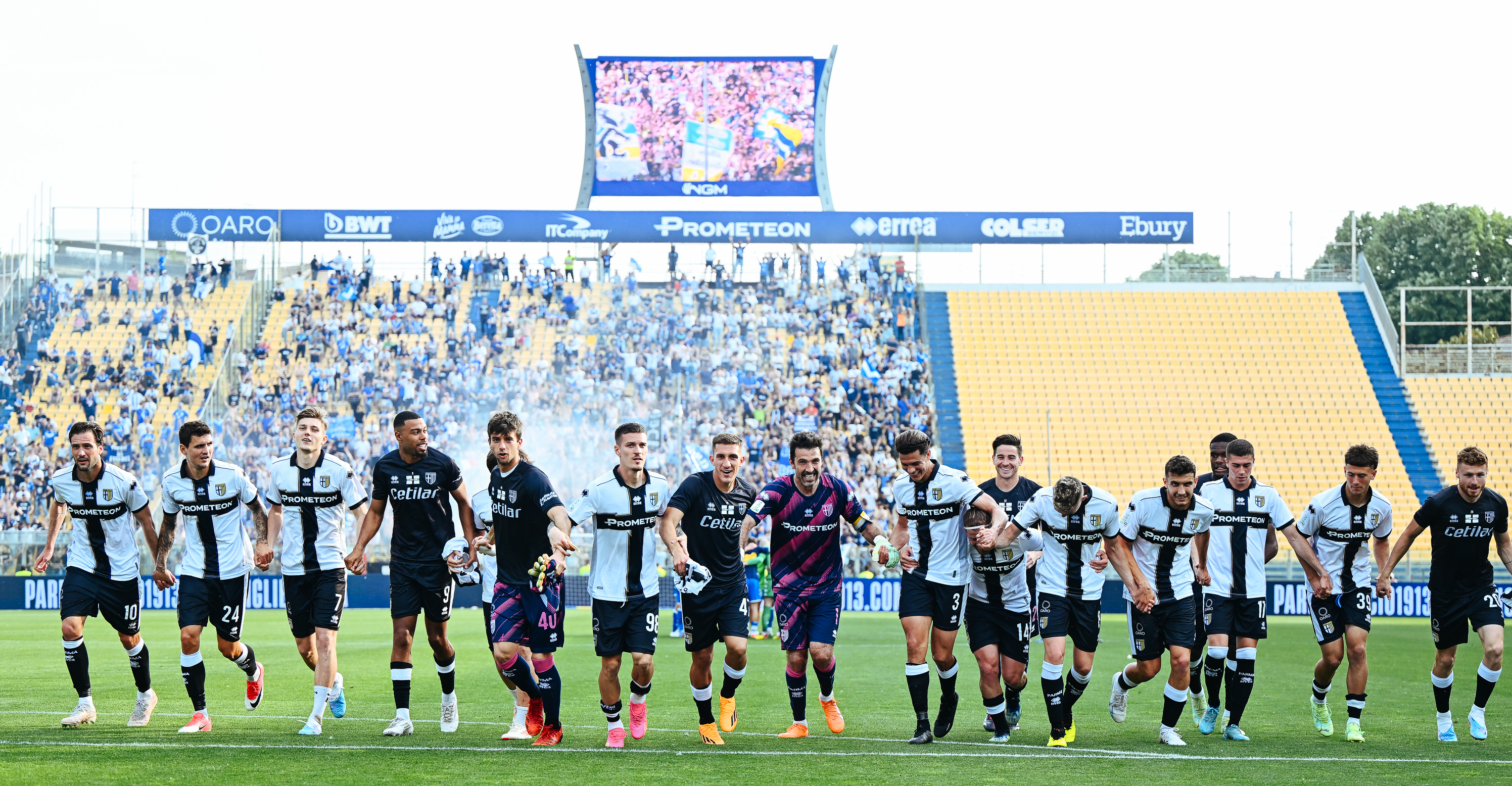 Parma in front of their own fans, with their legendary keeper Gianluigi Buffon centre