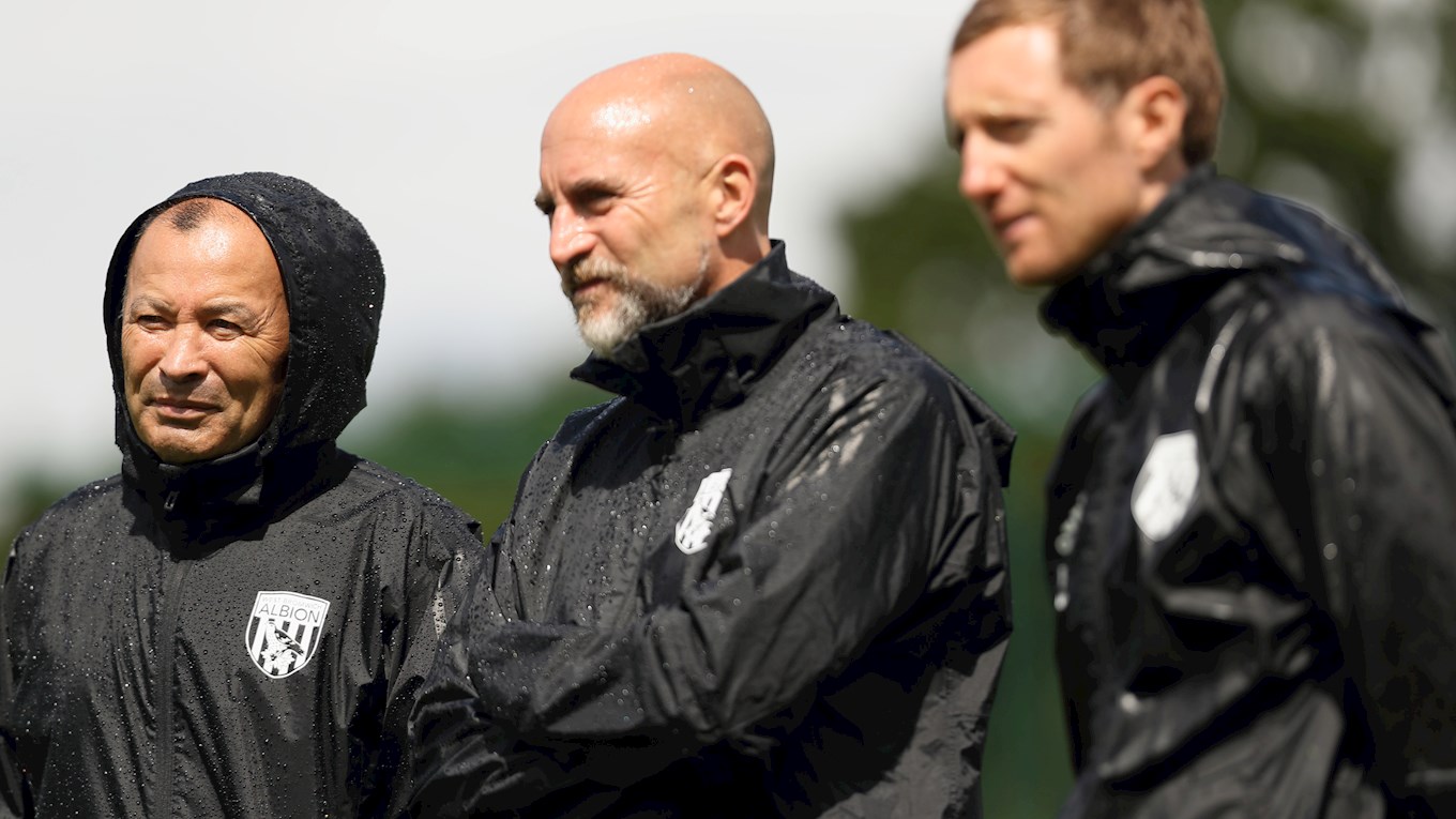 Eddie Jones with Dr Mark Gillett (Director of Performance) and Matt Green (first-team fitness coach)