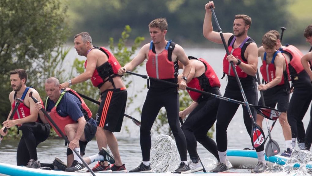 Man Utd U18s, led by Kieran McKenna (centre), took part in a WAKTU challenge